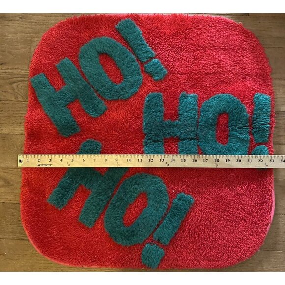 Christmas Area Rug 23”x24” Ho Ho Ho Indoor Pile Hooked Novelty Seasonal Plush - Picture 3 of 7